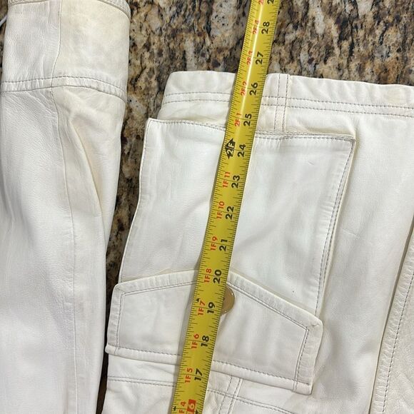 GAP Genuine Leather Full Zip Jacket With Pockets In Ivory Size M - Picture 10 of 11